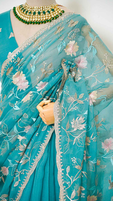 Chiffon Resham Saree with Stonework