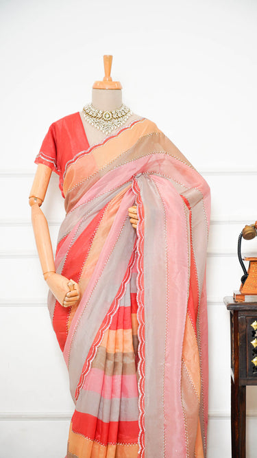 Multicolor Stone Embroidered Saree