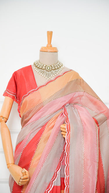 Multicolor Stone Embroidered Saree