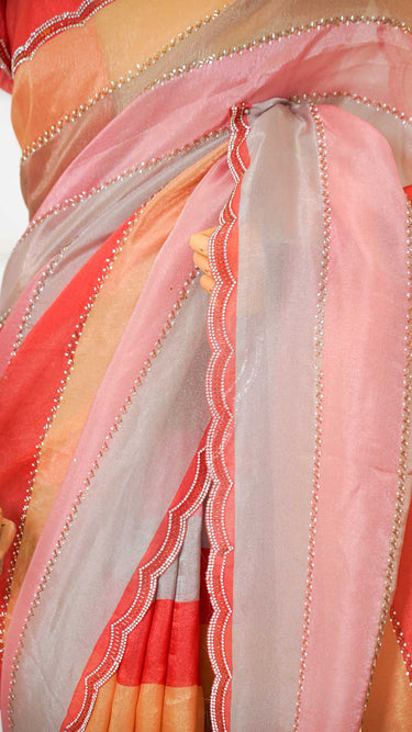 Multicolor Stone Embroidered Saree