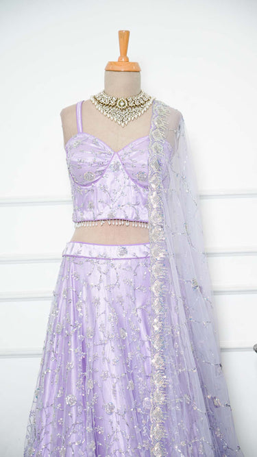 Lavender Handwork Corset Lehenga