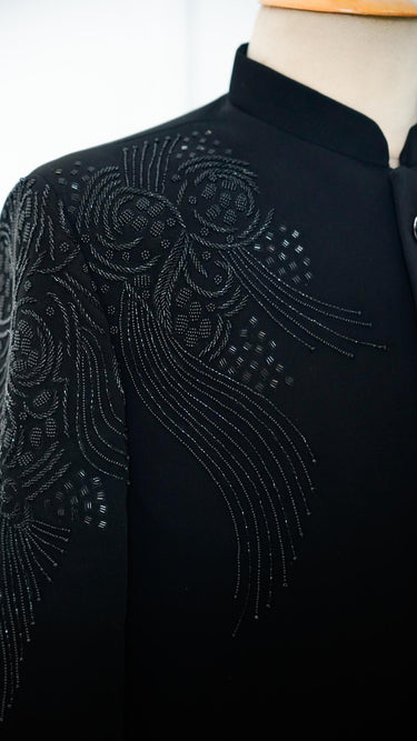 Men's Indo Western Jodhpuri Suit in Black