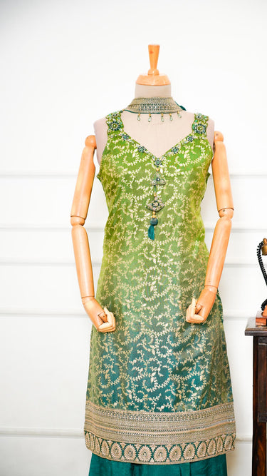 Dual Shade Zariwork Petals Kurti Suit