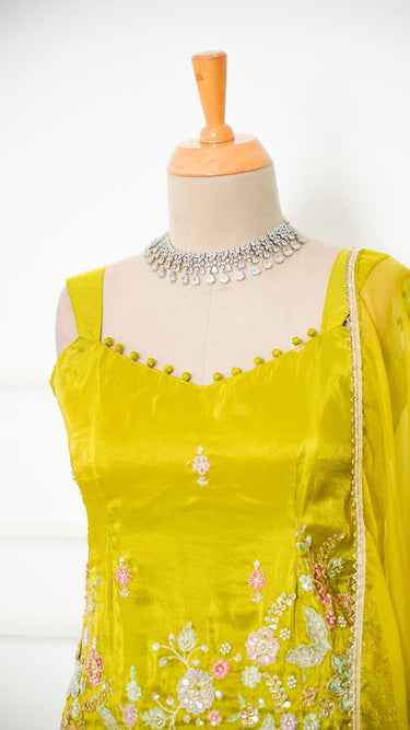 Mehendi Green Buttiwork Sarara Suit