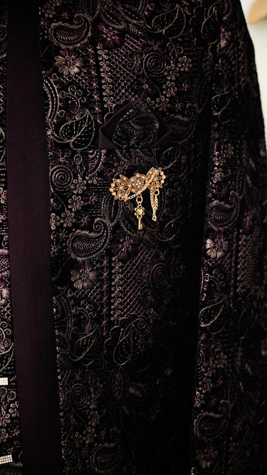 Men's Suede Indowestern Suit with Paisley Embroidery