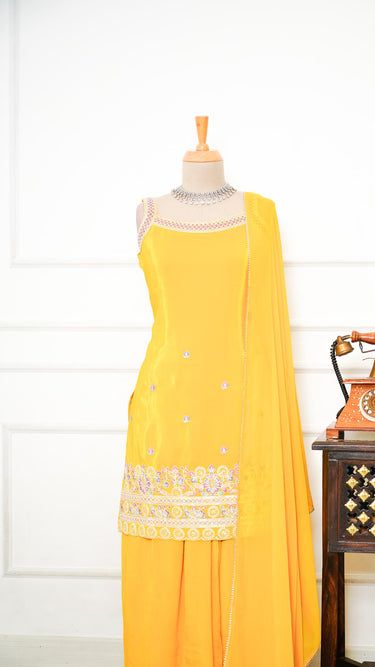Mustard Yellow Sleeveless Sarara Suit