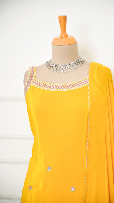 Mustard Yellow Sleeveless Sarara Suit