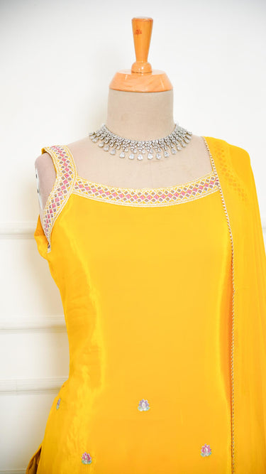 Mustard Yellow Sleeveless Sarara Suit