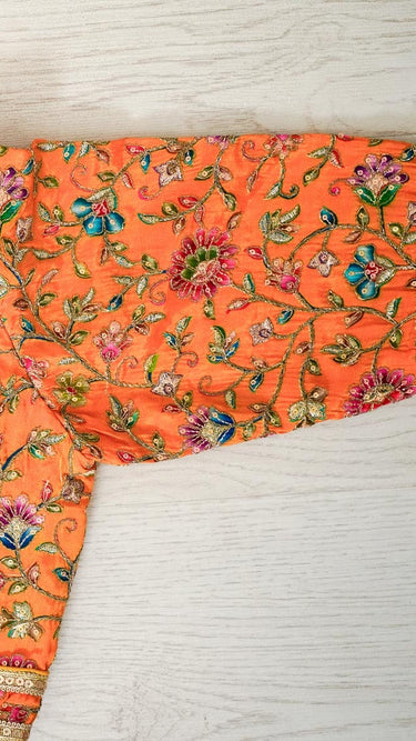 Multicolor Half Sleeve Petal Blouse with Pastel Embroidery