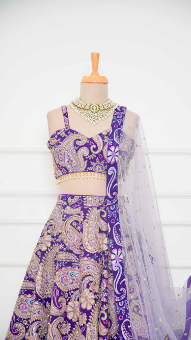 Purple Paisley Crepe Lehenga