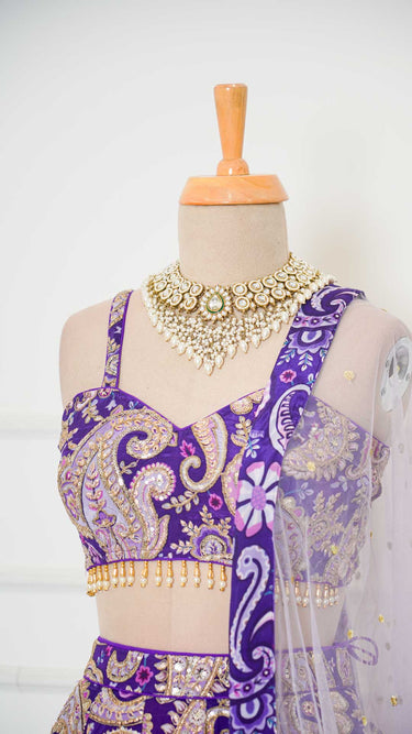Purple Paisley Crepe Lehenga