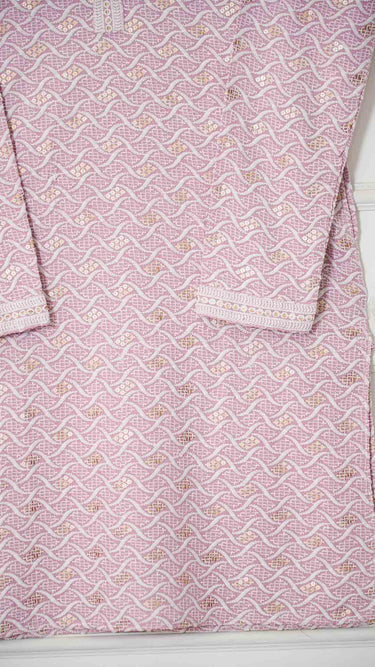 Mens Chikankari Kurta with Rose Gold Sequinwork