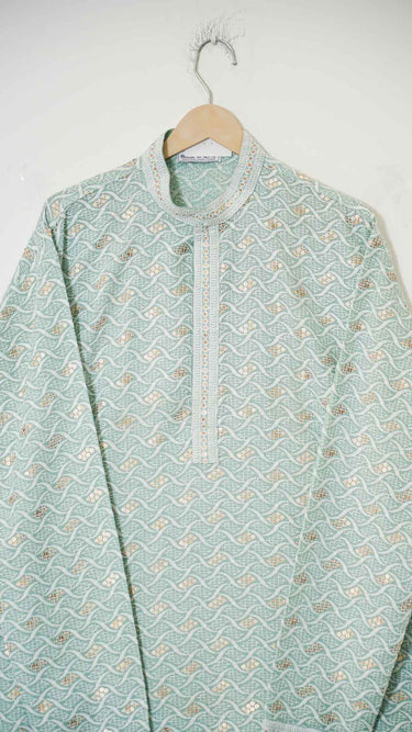 Mens Chikankari Kurta with Rose Gold Sequinwork