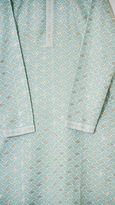 Mens Chikankari Kurta with Rose Gold Sequinwork