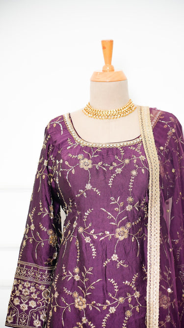 Handembroidered Silk Crush Garara Suit