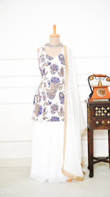 Crepe Halterneck 90s Kurti with Sarara and Shawl