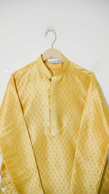 Mens Kurta with Geometric Patternwork