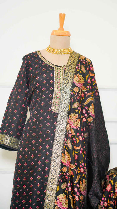 Floral Digital Printed Kurti Suit with Zardozi Neckline