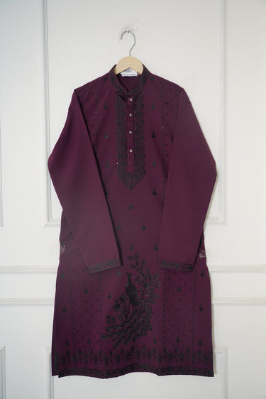 Silk Cotton Hand Embroidered Mens Kurta