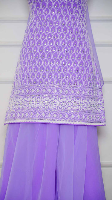 Lavender Chikankari Sleeveless Sarara Suit