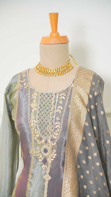 Midnight Purple Pearl Embroidered Kurti Suit