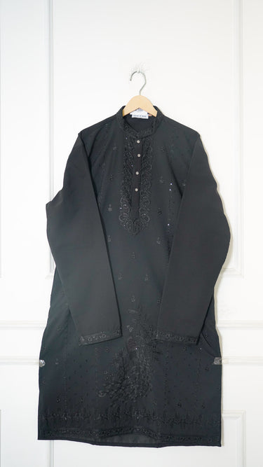 Silk Cotton Hand Embroidered Mens Kurta