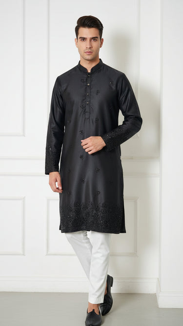 Silk Mens Kurta with Handwork
