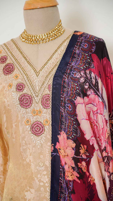 Cream Potey and Thread Embroidered Kurti Suit