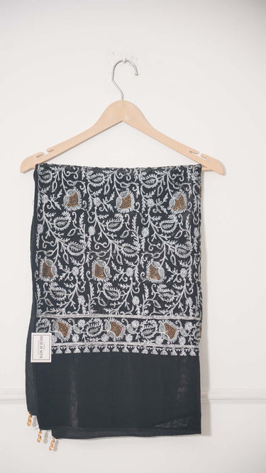 Paisley Thread Embroidered Shawl with Swarovski
