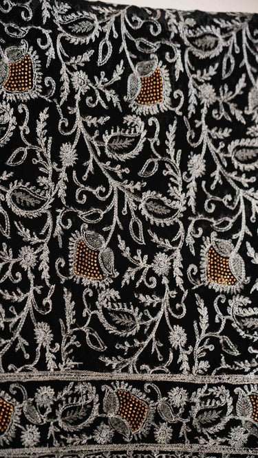 Paisley Thread Embroidered Shawl with Swarovski