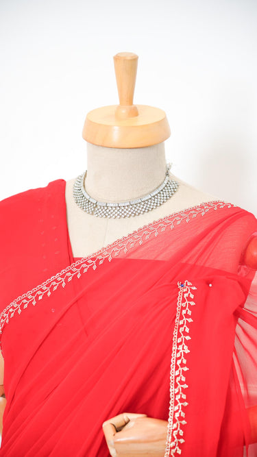 Georgette Saree with Swarovski Border