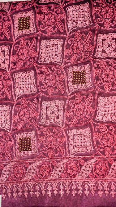 Thread Embroidered Shawl with Swarovski