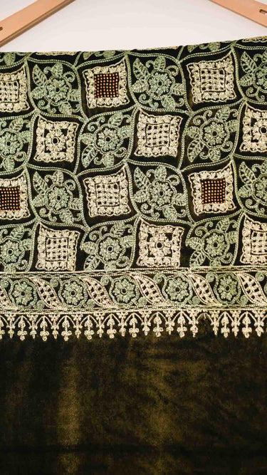 Thread Embroidered Shawl with Swarovski