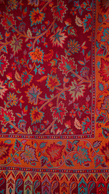 Pashmina Weave Leaf Shawl with Border