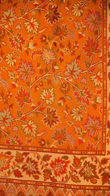 Pashmina Weave Leaf Shawl with Border