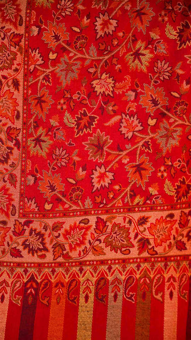 Pashmina Weave Leaf Shawl with Border