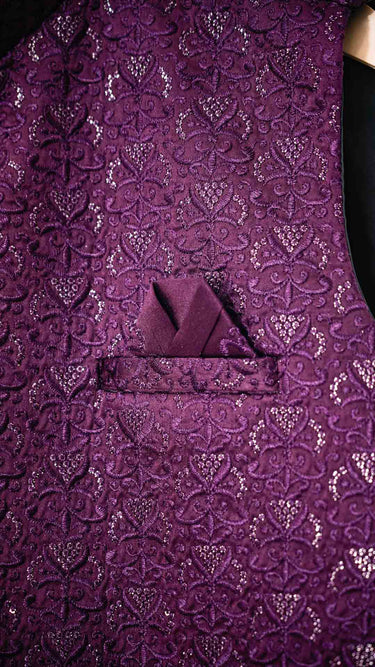 Wine Thread Embroidered Nehru Jacket