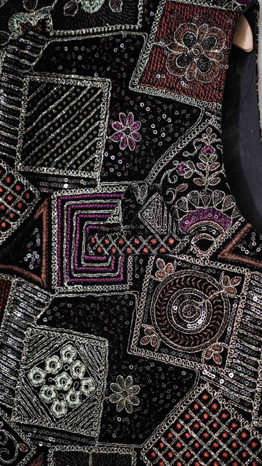Multi Thread Velvet Embroidered Nehru Jacket