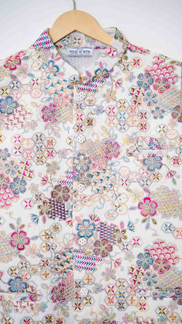 Pastel Floral Nehru Jacket
