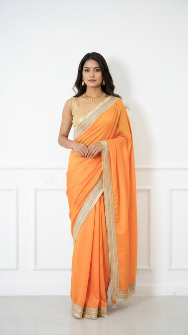 Fendi Plain Saree with Zari Border