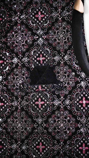 Black Geometric Pattern Nehru Jacket