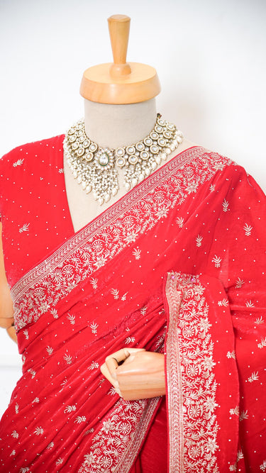 Fendi Zari Border Butti Saree