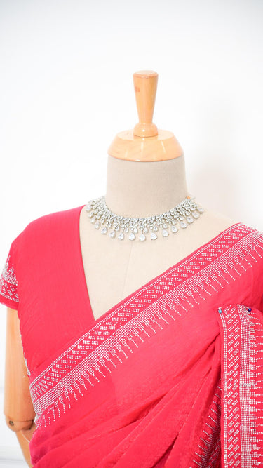 Shine Chiffon Saree with Swarovski Border