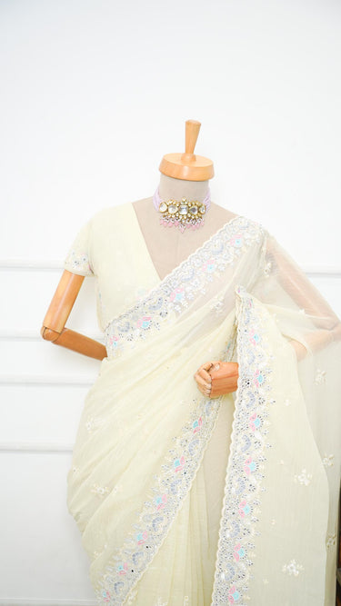 Shine Chiffon Saree with Multithread Border