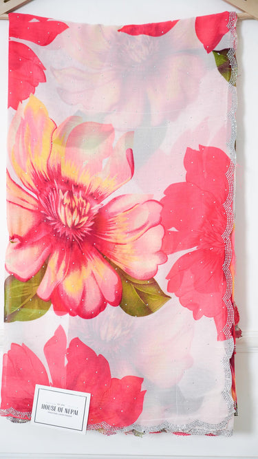 Georgette Floral Saree with Swarovski