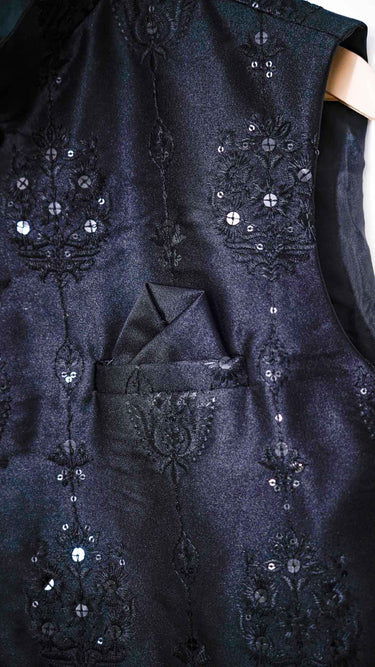 Sequin Embroidered Modi Jacket in Black