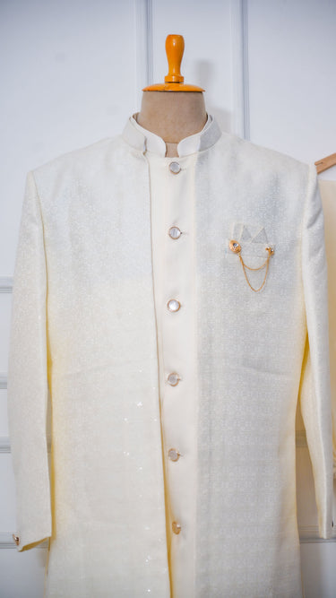 Designer Indo Western Kurta Jacket Set Creme