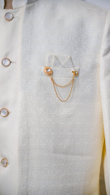 Designer Indo Western Kurta Jacket Set Creme