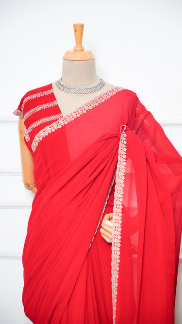 Georgette Saree with Zari Border