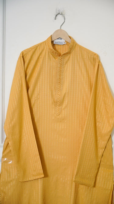 Vertical Resham Embroidered Rayon Mens Kurta